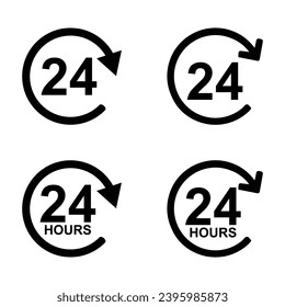 24 Hours vector icon. 24 hours order execution or delivery service icons. Vector illustration