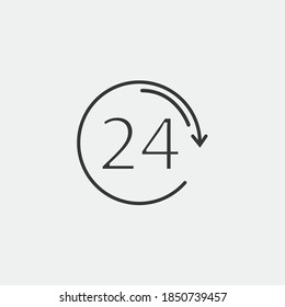 24 hours vector icon rotating clock
