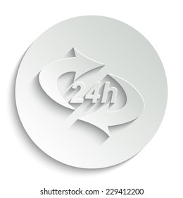 24 hours  -  vector icon with shadow on a round button