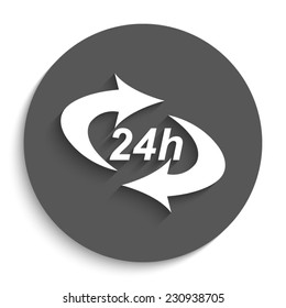 24 hours - vector icon with shadow on a round grey button
