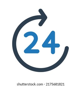 24 hours Vector icon which is suitable for commercial work and easily modify or edit it
