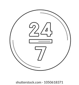 24 hours vector line icon isolated on white background. 24 hours line icon for infographic, website or app. Icon designed on a grid system.