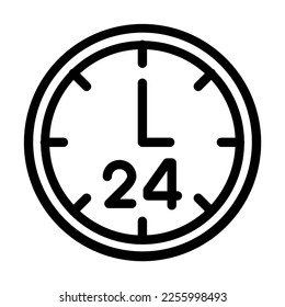 24 Hours Vector Line Icon Design