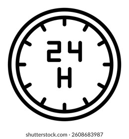 24 Hours Vector Line Icon Design
