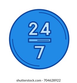 24 hours vector line icon isolated on white background. 24 hours line icon for infographic, website or app. Blue icon designed on a grid system.