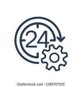 24 hours. Vector linear icon isolated on white background.