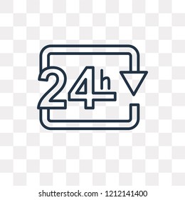 24 hours vector outline icon isolated on transparent background, high quality linear 24 hours transparency concept can be used web and mobile