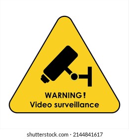 24 hours video surveillance. Vector video surveillance sign with the inscription. Empty outline, flat style.
