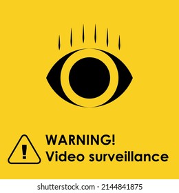 24 hours video surveillance. Vector video surveillance sign with the inscription. Empty outline, flat style.