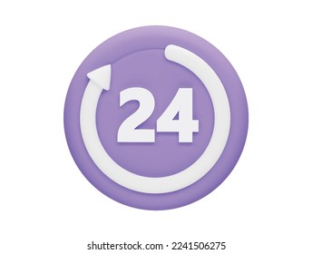 24 hours watch with 3d vector icon cartoon minimal style