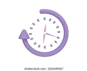 24 hours watch with arrow support service with 3d vector icon cartoon minimal style