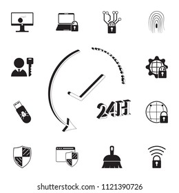 24 hours work icon. Detailed set of cyber security icons. Premium quality graphic design sign. One of the collection icons for websites, web design, mobile app on white background