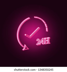 24 hours work icon. Elements of cyber security in neon style icons. Simple icon for websites, web design, mobile app, info graphics