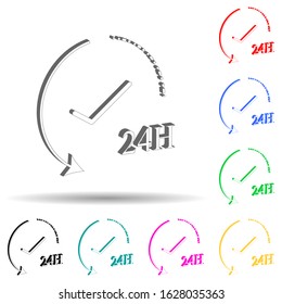 24 hours work multi color style icon. Simple glyph, flat vector of cyber security icons for ui and ux, website or mobile application