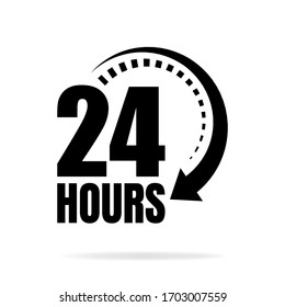 24 hours of work. Open round the clock icon, isolated on white background. Stylized on a white background vector icon.
