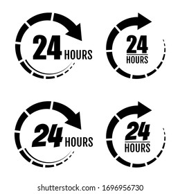 24 hours of work. 24 hours order execution or delivery service icons. Open round the clock icon, isolated on white background. Stylized on a white background vector icon.