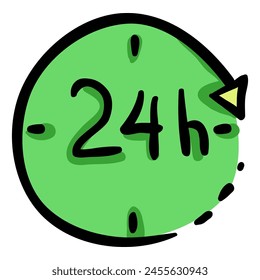 24 Hours Working Hand Drawn Doodle Icon