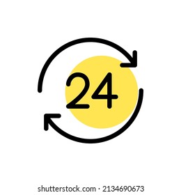 24 hours working hours. Pixel perfect, editable stroke simple line art icon