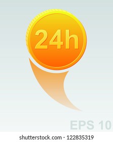 24 hours yellow vector icon