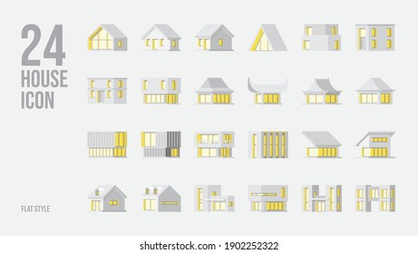 Icono De 24 Casas En Estilo Plano