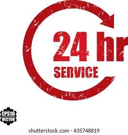 24 hr service grunge stamp.Vector