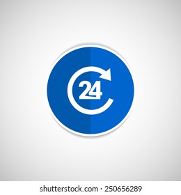 24 Hr service vector business glossy symbol