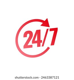 24 hrs and 7 days always open service availability poster vector 