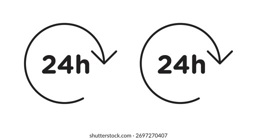 Icono de 24 horas con trazo editable y paquete de Vector plano