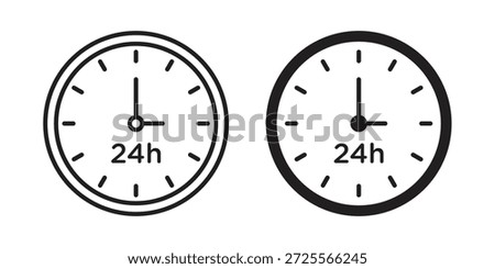 24 Hrs icon in filled, thin line, stroke style for website and apps