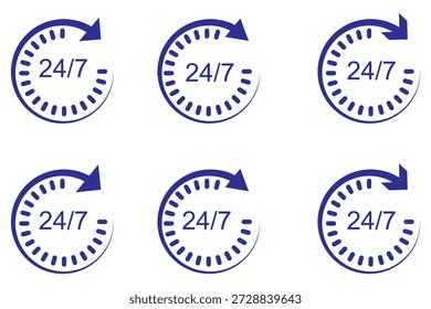 24 Stunden Symbol flache Illustration Set Logo.