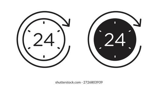 Icono de 24 horas icono plano simple. Versión Liner - Vector de stock.