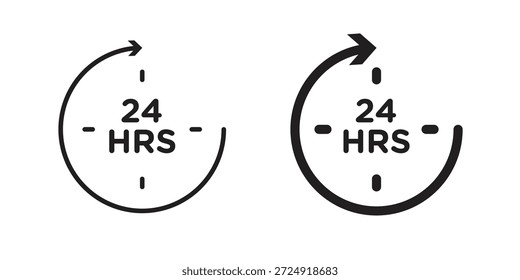 24 Stunden Icon Flat and Stroke Sammlung für ui ux Arbeit.