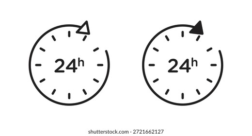 Paquete de Vector de carrera plana y delgada de 24 horas. Conjunto de iconos editables