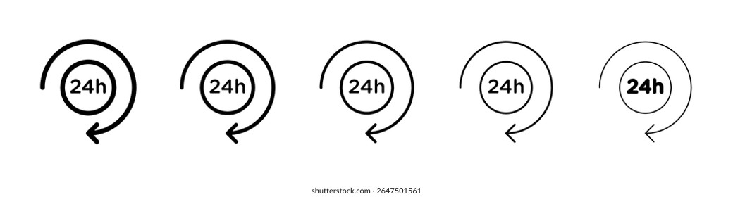 24 Hrs icon graphic set. trendy stroke line style