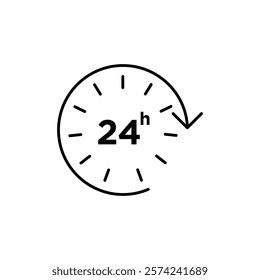 24 Hrs icon linear logo isolated
