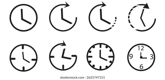 24 Hrs icon logo set vector.  hrs vector icon symbol. Timer, alarm, calendar, time, stopwatch, hourglass, and more. Collection of time icons. Vector illustration