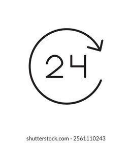 24 Hrs icon Outline vector line symbol