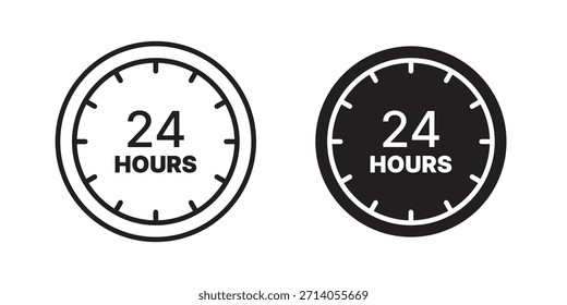 Diseños de Vector de silueta de icono de 24 horas. Trazos editables