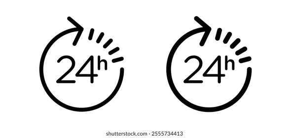 24 Hrs icon symbol collection on white background.