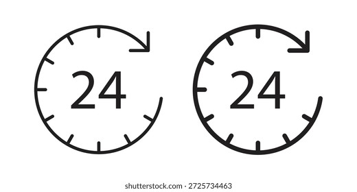 Icono de 24 horas para la Plantilla. Conjunto de gráficos de Vector de iconos