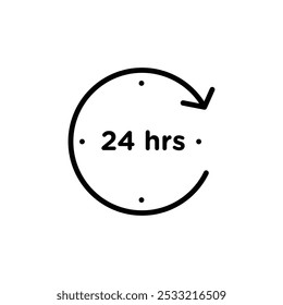Icono de 24 horas Arte de línea delgada aislado