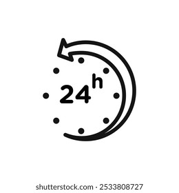 24 hrs icon Thin line flat illustration
