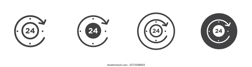 24 Hrs icon Thin line art isolated