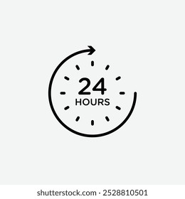 Ícone de 24 horas em três tamanhos de traçado de linha diferentes.