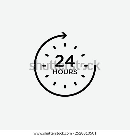 24 Hrs icon in tree different line stroke sizes.