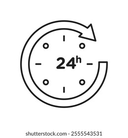 24 Hrs icon vector isolated on white background.
