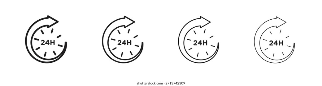 Icono de 24 horas. Vector de pictogramas aislados.