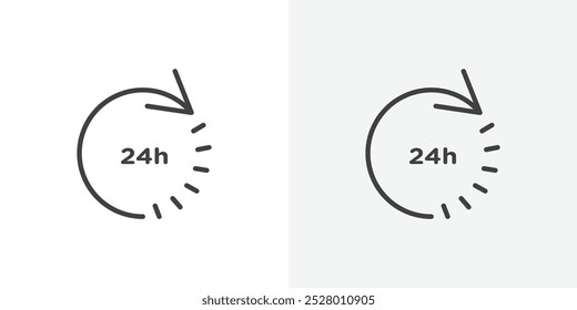 Icono de Vector de 24 horas en color blanco y negro.