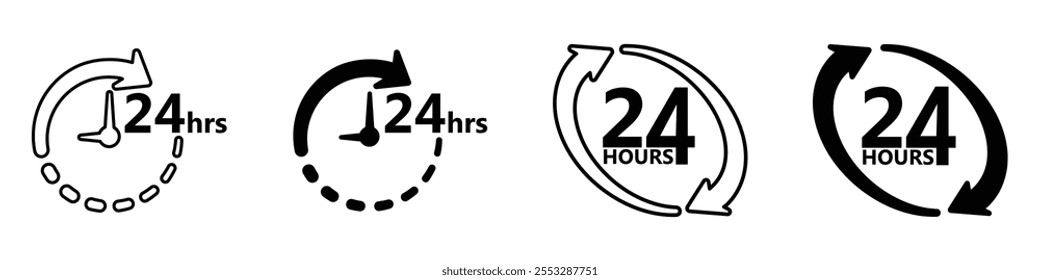 Conjunto de Vector de icono de 24 horas. EPS10