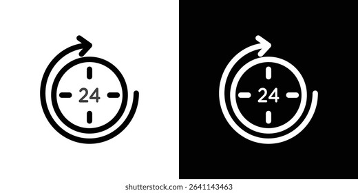 24 Hrs icon vector simple element illustration editable
